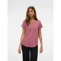 Vero Moda Blusenshirt VMBELLA SS TOP WVN GA NOOS Viskosemischung, abgerundeter Saum rosa M (38)
