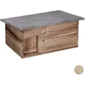 Relaxdays Igelhaus, Bausatz, Igelbau mit Boden, Rattenklappe & Labyrintheingang, Holz, HxBxT: 21 x 46 x 34 cm, geflammt - Braun