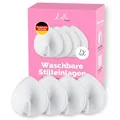 Livella | Waschbare Stilltücher Stillpads Stilleinlagen (4 Stück) mit saugstarkem Kern aus natürlichen Bambusfasern/wiederverwendbar/inkl. Wäschenetz (Weiß)