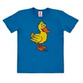 Logoshirt®️ Die Sendung mit der Maus I Ente I Bio T-Shirt Print I Kinder I Mädchen & Jungen I kurzärmlig I blau I Lizenziertes Originaldesign I Größe 152