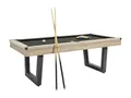 Multifunktionstisch Billard & Tischtennis – 213x112x79 cm – Holzfarben & Schwarz – Industrial – Inkl. Queues, Kugeln, Schläger & Netz – MELIAN