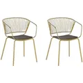 Beliani - Set Mit 2 Esszimmerstühlen Gold Kunstleder Schwarz Sitzpolster Glam Industriell Modern