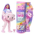 Barbie Cutie Reveal Puppe - Kuschelweiche Plüschverpackung mit 10 Überraschungen, bewegliche Puppe mit Zubehör, inklusive Mini-Teddybär und Tiermusterjacke, für Kinder ab 3 Jahren, HKR04