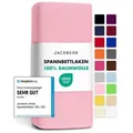 Jacobson Spannbettlaken aus 100% Baumwolle, Jersey Bettlaken 160 g/m2, Spannbetttuch mit Gummizug, OEKO-TEX®, pflegeleicht, viele Farben rosa 120 - 130 cm x 200 cm