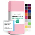 Jacobson Jersey Spannbettlaken Spannbetttuch Baumwolle Bettlaken (120x200-130x200 cm, Rosa)