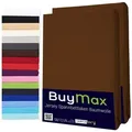 Buymax Spannbettlaken 2-er Set, Doppelpack, Bettlaken, Jersey 100% Baumwolle, Gummizug: rundum, (2 Stück), Pflegeleicht und Atmungsaktiv in Verschiedenen Farben und Größen braun 90 cm x 200 cm