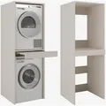 Waschmaschine Trockner Schrank mit Ausziehbrett Waschmaschinenschrank für Waschmaschine & Wäschetrockner Überbauschrank 187 x 65 x 66 cm (Kaschmir) - Beige