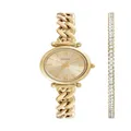 FOSSIL Carlie Watch für Damen, Goldfarbenes Quarz-Dreizeigerwerk mit Edelstahlarmband