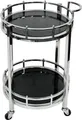 Casa Padrino Servierwagen Silber / Schwarz Ø 50 x H. 78 cm - Runder Metall Trolley mit Glasplatten - Hotel Restaurant Gastronomie Trolley - Hotel & Restaurant Accessoires