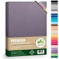 leevitex® Spannbettlaken Premium Spannbettlaken Elasthan, Gummizug: rundum, blickdicht, Anti-Pilling, 97% Baumwolle, 3% Elasthan, 40 cm Steg grau 140 - 160 cm x 200 - 220 cm