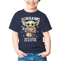 MoonWorks Print-Shirt Kinder T-Shirt Mädchen Einschulung Baby Yoda Schulkind Erste Klasse blau 122-128 (7-8 Jahre)