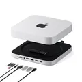 SATECHI Mac mini Hub & Ständer mit SSD-Gehäuse, NVMe/SATA M.2, USB-C 10 Gbit/s, 3X USB-A, Audio, komp. mit Mac mini (2023 M2/M1, 𝗻𝗶𝗰𝗵𝘁 𝗸𝗼𝗺𝗽. 𝗺𝗶𝘁 𝗠𝟰 𝗠𝗜𝗡𝗜) & Mac Studio (2025 M4/etc.)