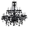 Riess Ambiente 15-flammiger Design Kronleuchter BLACK CRYSTAL Acryl schwarz 15-armig Lüster Lampen Hängeleuchte Deckenlampe