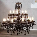 Imposanter Kronleuchter Ø80cm Schwarz Acryl Kristalle Wohnzimmer Hängeleuchte