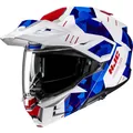 Motorrad Helm XL - HJC i80 Roki Klapphelm - weiß-blau-rot