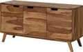 MASSIVMOEBEL24 Sideboard Sheesham 134x40x65 natur sandgestrahlt lackiert MALMÖ 2 #206