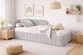 MOEBELPAKET.de Bett Mario 100x200 cm, Polsterbett mit Metallrahmen, Jugendbett mit Bettkasten und Oeko-Tex, Eleganter Riviera-Stoff, Grau, Links