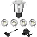 ledscom.de LED Boden-Einbauleuchte Atria für außen Aluminium kalt-weiß, je 14lm, IP65, 40mm Ø, 5er Set