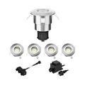 ledscom.de LED Boden-Einbauleuchte Atria für außen Aluminium kalt-weiß, je 14lm, IP65, 40mm Ø, 5er Set