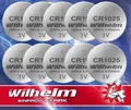 10 x CR1025 WILHELM Lithium Knopfzelle 3V 32 mAh ø10 x 2,5 mm Batterie DL1025