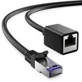 deleyCON 2m CAT7 Patchkabel Verlängerung für Ethernet LAN Netzwerkkabel - CAT 7 Rohkabel mit RJ45 Stecker auf RJ45 Buchse S/FTP Kupfer PiMF 600 MHz - Schwarz
