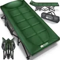 tillvex® Campingbett Grün 190 x 68 x 40 cm klappbar mit Tragetasche bis 200 kg | Campingliege extra breit | Feldbett Karpfenliege für Outdoor & ... - Grün