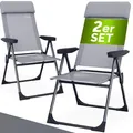 Gartenstuhl klappbar 2er-Set Grau Alu Hochlehner verstellbar
