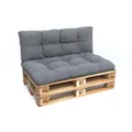 POKAR Palettenkissen mit schöner Steppung Auflage Palettensofa, Größe:Set Sitzkissen 120x80 + Rückenkissen 120x40, Farbe:Grau - Grau