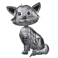 Kölle Gartenfigur Katze Felix, silber, 41 x 30 x 11 cm