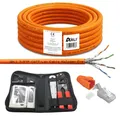 ARLI 25 m Cat7 Verlegekabel + 10x RJ45 Netzwerkstecker + Werkzeugset Crimpzange LSA Tester Messer Abisolierer LSZH
