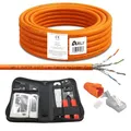ARLI CAT 7 Verlegekabel 25m Netzwerkkabel CAT.7 + Crimpzange RJ45 Zange + Kabelmesser + 10x Netzwerkstecker Netzwerk Stecker 8 polig Plug LAN Halogenfrei Installationskabel CAT7 Kabel Netzwerk 25 m