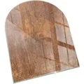 Tulup Glasplatte für Kamin Roststruktur auf Metall Glas unter Kamin Halbkreis 80x70 cm Braun Glasplatte für Kamin Glasplatte unter Kamin