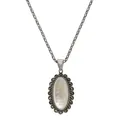 Zeeme Gemstones Halskette Silber 925 oxydiert 45cm lang mit weißem Perlmutt und Markasit-Steinen