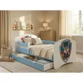 Happy Babies HAPPY- Kinderbett 140 x 70 mit Rausfallschutz & Bettkasten Einbett mit Matratze 70x140 Weiss Bett für Kinderzimmer - Blau