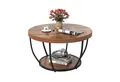 COSTWAY Couchtisch, Couchtisch rund, Sofatisch Holz mit 2 Ebenen & Metallrahmen 80cm