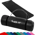 MOVIT Gymnastikmatte Pilates, Gymnastik, Yoga, Matte - hautfreundlich und , Yogamatte für Zuhause oder Unterwegs - 190x60x1.5cm, Schwarz