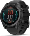 Garmin fenix E - 47 mm - schiefergrau Stahl - Sportuhr mit Band - Silikon - schwarz - Handgelenkgröße: 125-208 mm - Anzeige 3.3 cm (1.3")