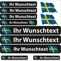 INDIGOS UG - Aufkleber Schweden - 13 Flaggenaufkleber - Fahne wehend Sticker selbst gestalten mit Namen & Wunschtext personalisiert- Fahrrad - Auto Aufkleber - Motorrad - Rennfahrer