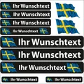 13 Flaggenaufkleber Schweden - Fahne wehend - Racing Namen Wunschtext