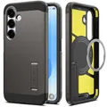Spigen Tough Armor (AI) MagFit für Samsung Galaxy S25 Plus Hülle mit [Stoßdämpfendes Pad], [verstellbarem Kickstand], MagSafe kompatibel –Gunmetal