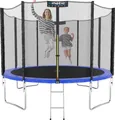 KINETIC SPORTS Trampolin Outdoor SALTO Ø 183/244/305/366/400/430/490 cm - Kindertrampolin Set mit Leiter, Netz, Randpolster, bis zu 160kg