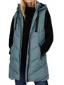 JDY Damen 3/4-lange Steppweste mit Kapuze JDYSkylar Padded Hood Waistcoat 15220630 Stormy Weather/Black XS