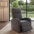 Fernsehsessel HWC-F76, Relaxsessel Sessel Liegesessel, Liegefunktion verstellbar Stoff/Textil grau-braun