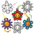 Baker Ross AC770 Smiley, Blume, Sonnenfänger, Basteln für Kinder, hängende Fensterdekoration, Set für Kinder zum Bemalen (8 Stück), sortiert
