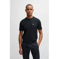 BOSS GREEN Rundhalsshirt Tee mit gummiertem Kontrast-Logo blau M (48)
