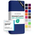 Jacobson Spannbettlaken TOPPER aus 100% Baumwolle, Jersey Bettlaken 160 g/m2, Spannbetttuch mit Gummizug, OEKO-TEX®, pflegeleicht, viele Farben blau 180 - 200 cm x 200 cm