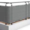 Sol Royal Balkon Sichtschutz PES SolVision PB2 90x300 cm Grau - Balkonumspannung mit Ösen & Kordel, wasserabweisend & witterungsfest - blickdichte Balkonbespannung 160 g/m² mit UV-Schutz