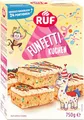 RUF Funfetti-Blechkuchen mit bunten Konfetti-Streuseln, Vanille-Creme und kakaohaltiger Pflanzenfett-Glasur mit Vollmilchpulver, 1 x 750g