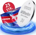 25 x Knopfzelle CR2025 Wilhelm Batterie Lithium 3V CR 2025 Industrieware