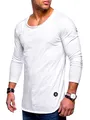 Rello & Reese Herren Oversize Longsleeve Crew Neck Sweatshirt T-Shirt MT-7315 [Weiß,